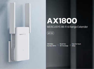 MERCUSYS range extender ME70X, Wi-Fi 6, 1800Mbps AX1800, Ver. 1.0