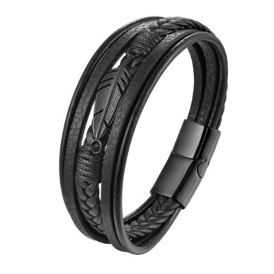ΑΝΔΡΙΚΟ ΔΕΡΜΑΤΙΝΟ ΒΡΑΧΙΟΛΙ -MEN'S STEEL LEATHER BRACELET