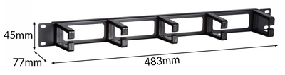 POWERTECH cable management NETW-0031 για rack 19"/1U, 5x γάντζοι, μαύρο