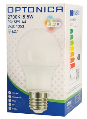 OPTONICA LED λάμπα A60 1353, 8.5W, 2700K, E27, 806lm