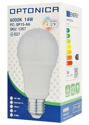 OPTONICA LED λάμπα A60 1357, 14W, 6000K, E27, 1380lm