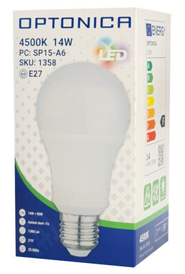 OPTONICA LED λάμπα A60 1358, 14W, 4500K, E27, 1380lm