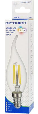 OPTONICA LED λάμπα Candle C35T Filament 1481, 4W, 4500K, E14, 400lm