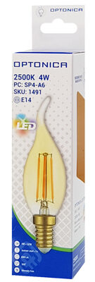 OPTONICA LED λάμπα Candle T35 Filament 1491, 4W, 2500K, E14, 400lm