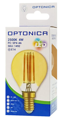 OPTONICA LED λάμπα G45 Filament 1492, 4W, 2500K, E14, 400lm