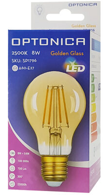 OPTONICA LED λάμπα A60 Filament 1796, 8W, 2500K, E27, 700lm