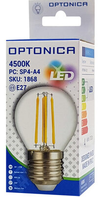 OPTONICA LED λάμπα G45 Filament 1868, 4W, 4500K, E27, 400lm