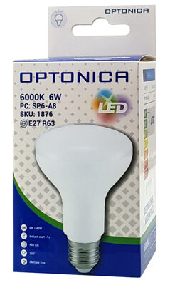 OPTONICA LED λάμπα R63 1876, 6W, 6000K, E27, 480lm