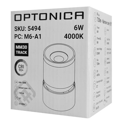 OPTONICA LED μαγνητικό φωτιστικό 5494, 6W, 4000K, μεταλλικό, μαύρο