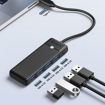 ORICO USB hub PAPW4A-C3, 4x θυρών, 5Gbps, USB-C σύνδεση, μαύρο