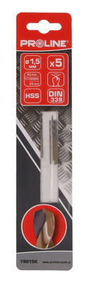 PROLINE σετ τρυπάνια για σίδηρο HSS 79015K, 1.5mm, DIN 338, 5τμχ