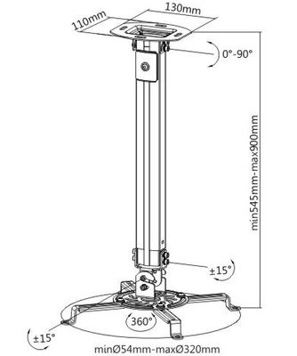 BRATECK βάση projector οροφής PRB-18M, 13.5kg