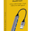 POWERTECH USB hub PT-1114, 4x θυρών, 5Gbps, USB σύνδεση, γκρι