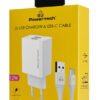 POWERTECH φορτιστής τοίχου PT-1324 με καλώδιο USB-C, 2x USB, 12W, λευκός