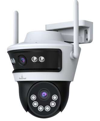 POWERTECH smart κάμερα PT-1340, 3MP, dual lens, WiFi, PTZ, SD, IP65