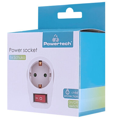 POWERTECH αντάπτορας ρεύματος PT-811, 1x schuko, 16A, λευκός