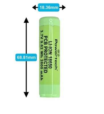 POWERTECH επαναφορτιζόμενη μπαταρία τύπου 18650 PT-863, 2600mAh