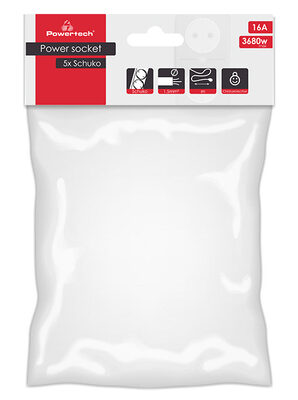 POWERTECH πολύπριζο PT-869, 5x schuko, 16A, 1.5m, λευκό