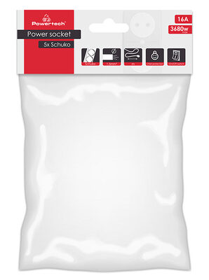 POWERTECH πολύπριζο PT-876, 5x schuko, 16A, 3m, λευκό