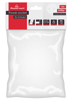 POWERTECH πολύπριζο ασφαλείας PT-883, 5x schuko, 16A, 3m, μαύρο
