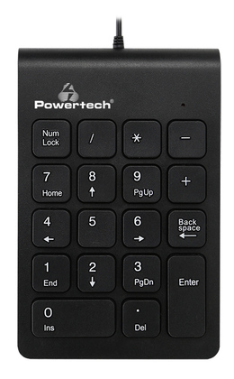 POWERTECH ενσύρματο αριθμητικό πληκτρολόγιο PT-938, USB, μαύρο