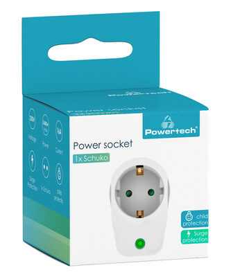 POWERTECH αντάπτορας ρεύματος PT-996, 1 θέση schuko, 16A, 3680W, λευκός