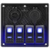 POWERTECH πάνελ σκαφών & οχημάτων PTL-017, πρίζα 12V/2x USB/4x διακόπτες
