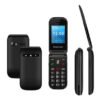 POWERTECH κινητό τηλέφωνο Milly Flip, 2.4", dual SIM, πλήκτρο SOS, μαύρο