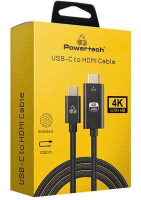 POWERTECH καλώδιο USB-C σε HDMI PTR-0137, 4K/60Hz, 10.2Gbit/s, 1m, μαύρο