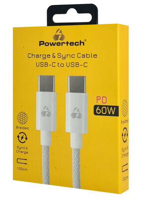 POWERTECH καλώδιο USB-C PTR-0183, 60W, 480Mbps, 1m, λευκό