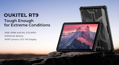 OUKITEL tablet RT9, 10.1", 6/256GB, 4G, 11000mAh, IP68/IP69K, μαύρο