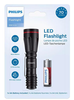 PHILIPS φορητός φακός LED SFL1000P-10, 1000 series, 70lm, μαύρος