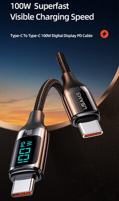 USAMS καλώδιο USB Type-C US-SJ546, 100W/5A, 1.2m, μαύρο