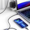 USAMS καλώδιο USB-C σε 2x USB-C US-SJ551, PD 100W, 1.2m, μαύρο