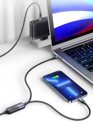 USAMS καλώδιο USB-C σε 2x USB-C US-SJ551, PD 100W, 1.2m, μαύρο