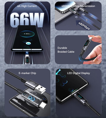 USAMS καλώδιο USB-C σε USB US-SJ673, 66W, 480Mbps, 1.2m, μαύρο