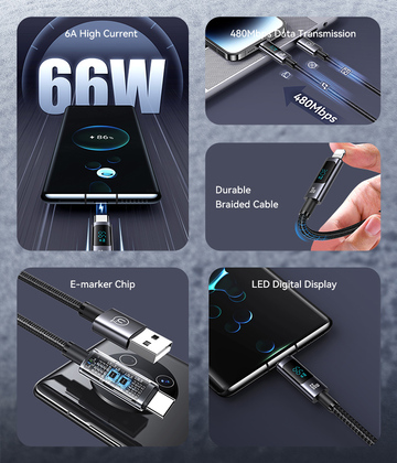 USAMS καλώδιο USB-C σε USB US-SJ673, 66W, 480Mbps, 1.2m, μαύρο