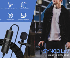 SYNCO μικρόφωνο Lav-S6E με clip-on, omnidirectional, 3.5mm, 6m, μαύρο