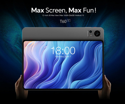 TECLAST tablet T60, 12" HD, 8/256GB, Android 13, 4G, 8000mAh, γκρι