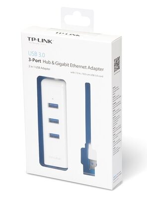 TP-LINK USB Hub UE330 με θύρα δικτύου, 3 θυρών, USB σύνδεση, λευκό