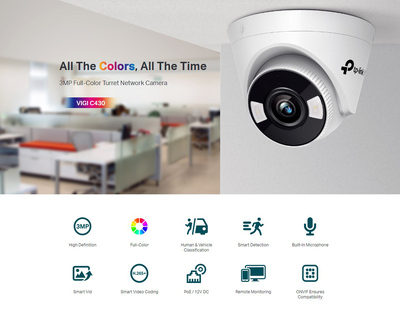 TP-LINK IP κάμερα VIGI C430, 4mm, 3MP, PoE, Ver. 1.0