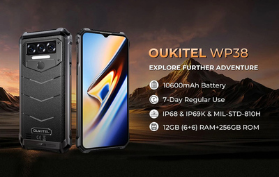 OUKITEL smartphone WP38, 6.52", 6/256GB, 10600mAh, IP68/IP69K, μαύρο