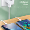 USAMS φορτιστής τοίχου T20 & καλώδιο type-C, 2x USB, 2.1A, λευκός