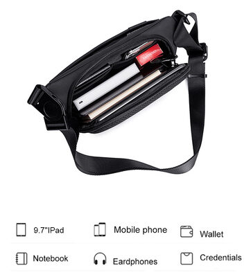 ARCTIC HUNTER τσάντα μέσης Y00569 με θήκη tablet, 3.5L, μαύρη
