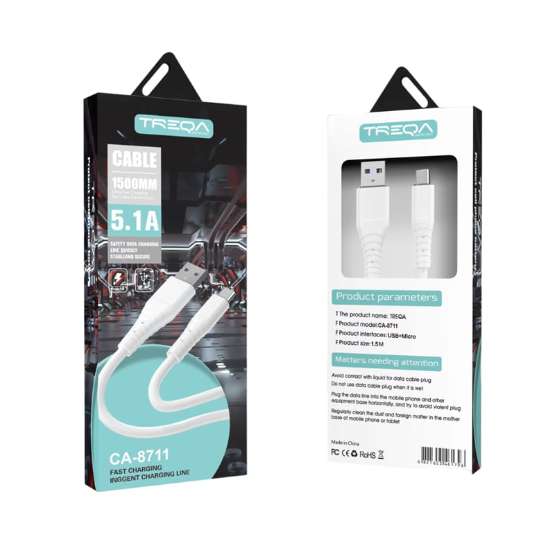 Treqa CA-8711 καλώδιο δεδομένων 1.5m USB σε Micro - Fast Charging Cable Micro