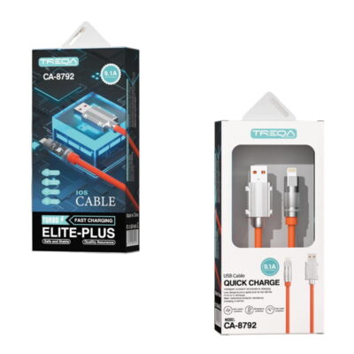 Treqa CA-8792 καλώδιο δεδομένων 1m USB σε Lighting - Elite Plus Cable