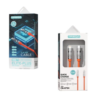Treqa CA-8794 καλώδιο δεδομένων 1m Type-C σε Lighting - Elite Plus Cable