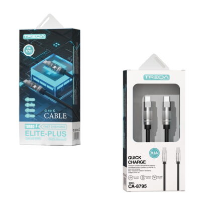Treqa CA-8795 καλώδιο δεδομένων 1m Type-C σε Type-C - Elite Plus Cable Type-C to Type-C