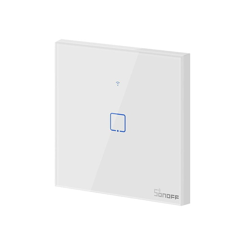 Sonoff TX T0 Χωνευτός Διακόπτης Τοίχου Wi-Fi για Έλεγχο Φωτισμού με Πλαίσιο και Ένα Πλήκτρο Αφής Φωτιζόμενος Λευκός – Google Home, Alexa