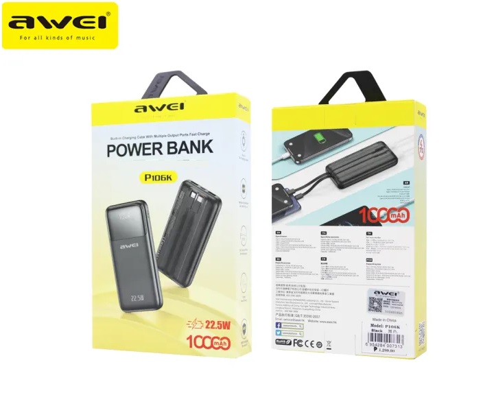 Powerbank - P106K - 10.000mah - 22.5W - AWEI - 005562 - White